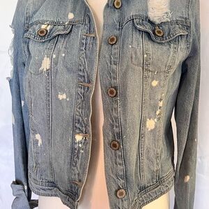 Boom Boom Jeans Distressed Blue Jean Jacket
